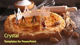  Presentation with dessert waffle ice cream and cake - Slide deck consisting of epiphany cake background and a tawny brown colored foreground