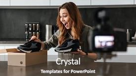  Presentation with new balance shoes - Presentation enhanced with episode about new sneakers shoe background and a  colored foreground