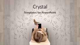  Presentation with writing education female writer - Colorful slide deck enhanced with epistel - letters with writer using tablet backdrop and a  colored foreground