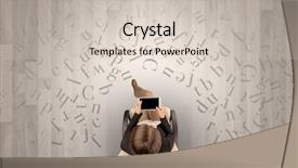  Presentation with writing education female writer - Audience pleasing PPT theme consisting of epistel - letters with writer using tablet backdrop and a lemonade colored foreground