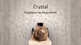  Presentation with writing education female writer - PPT theme having epistel - letters with writer using tablet background and a lemonade colored foreground