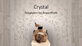  Presentation with writing education female writer - PPT layouts consisting of epistel - letters with writer using tablet background and a lemonade colored foreground