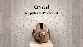  Presentation with writing education female writer - PPT layouts consisting of epistel - letters with writer using tablet background and a lemonade colored foreground