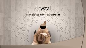  Presentation with writing education female writer - Presentation theme featuring epistel - letters with writer using tablet background and a lemonade colored foreground