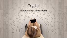  Presentation with office chair - Slide deck having epistel - letters with writer using tablet background and a lemonade colored foreground