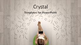  Presentation with writing education female writer - Beautiful slides featuring epistel - letters with writer using tablet backdrop and a  colored foreground