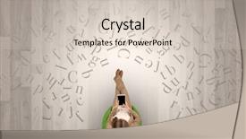  Presentation with office chair - Presentation theme having epistel - letters with writer using tablet background and a  colored foreground