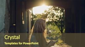  Presentation with magic sunset rays - Colorful PPT layouts enhanced with epoca romanticismo - red-haired young girl backdrop and a  colored foreground