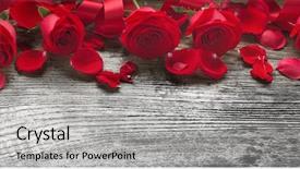  Presentation with valentines day - Slide set featuring epoca romanticismo - roses on rustic wooden board background and a  colored foreground