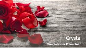  Presentation with valentines day - Presentation design consisting of epoca romanticismo - roses on rustic wooden board background and a  colored foreground