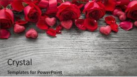  Presentation with valentines day - PPT theme with epoca romanticismo - roses on rustic wooden board background and a  colored foreground