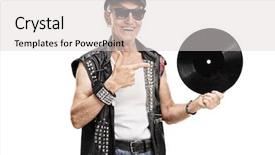  Presentation with punk - Presentation theme consisting of eps - senior punk rocker holding background and a light gray colored foreground