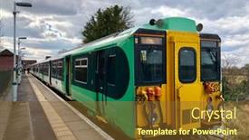  Presentation with commuter - PPT theme with epsom-surrey-march-26-2018 background and a tawny brown colored foreground