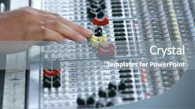  Presentation with sound - Audience pleasing slides consisting of eq - close up of sound mixer backdrop and a  colored foreground