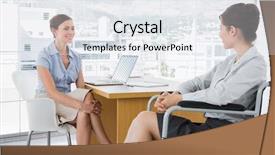  Presentation with disability disabled signs rendering 3d - Audience pleasing slide set consisting of equal opportunity - businesswoman chatting with disabled colleague backdrop and a sky blue colored foreground