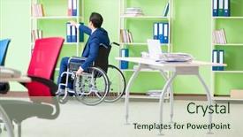  Presentation with equal opportunity - Presentation design consisting of equal opportunity - disabled businessman working background and a soft green colored foreground