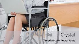  Presentation with equal opportunity - Theme consisting of equal opportunity - disabled businesswoman showing laptop background and a light gray colored foreground
