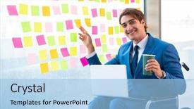  Presentation with wheelchair - Slides featuring equal opportunity plan - young handsome man in wheelchair background and a  colored foreground