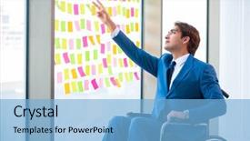  Presentation with wheelchair - Theme consisting of equal opportunity plan - young handsome man in wheelchair background and a  colored foreground