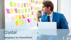  Presentation with wheelchair - Slides having equal opportunity plan - young handsome man in wheelchair background and a  colored foreground