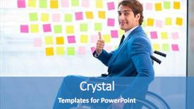  Presentation with wheelchair - PPT layouts featuring equal opportunity plan - young handsome man in wheelchair background and a  colored foreground