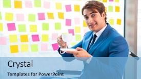  Presentation with wheelchair accessible images at school - PPT theme with equal opportunity plan - young handsome man in wheelchair background and a  colored foreground