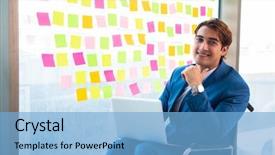  Presentation with special needs wheelchair children - Audience pleasing PPT theme consisting of equal opportunity plan - young handsome man in wheelchair backdrop and a  colored foreground