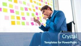  Presentation with one young man exercising handball - Beautiful presentation featuring equal opportunity plan - young handsome man in wheelchair backdrop and a  colored foreground