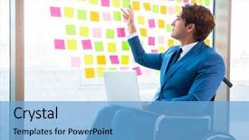  Presentation with kids wheelchair - Audience pleasing PPT layouts consisting of equal opportunity plan - young handsome man in wheelchair backdrop and a  colored foreground