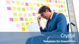  Presentation with wheelchair - Cool new PPT theme with equal opportunity plan - young handsome man in wheelchair backdrop and a ocean colored foreground