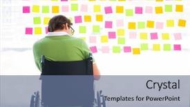  Presentation with wheelchair - Slides featuring equal opportunity plan - young student in wheelchair background and a  colored foreground