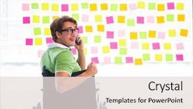  Presentation with wheelchair - PPT theme consisting of equal opportunity plan - young student in wheelchair background and a  colored foreground