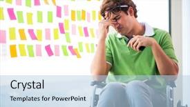  Presentation with wheelchair - Beautiful PPT layouts featuring equal opportunity plan - young student in wheelchair backdrop and a  colored foreground