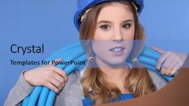  Presentation with plastic designs - PPT theme enhanced with equal opportunity training - blue plastic tube background and a teal colored foreground