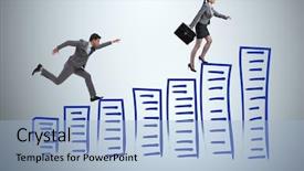  Presentation with equal opportunity - Cool new slide deck with equal opportunity training - businesswoman chasing businesswoman on career backdrop and a light blue colored foreground