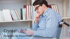  Presentation with library - Colorful PPT theme enhanced with equal opportunity training - disabled student studying backdrop and a  colored foreground