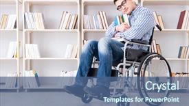  Presentation with library - Presentation theme consisting of equal opportunity training - disabled student studying background and a  colored foreground