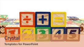  Presentation with white parents and black children - Beautiful presentation theme featuring divided equally - colorful children's blocks over white backdrop and a gold colored foreground