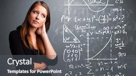  Presentation with complex - PPT theme having equation - beautiful young school girl thinking background and a gray colored foreground