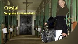  Presentation with equestrian - Audience pleasing slide deck consisting of equestrian with saddle backdrop and a tawny brown colored foreground