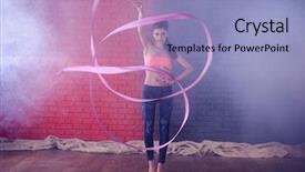  Presentation with rhythmic gymnastics gymnastics - Presentation theme having equilibrio human - rhythmic gymnastics cute girl dancing background and a light blue colored foreground