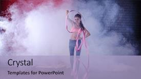  Presentation with rhythmic gymnastics gymnastics - Colorful PPT theme enhanced with equilibrio human - rhythmic gymnastics cute girl dancing backdrop and a light blue colored foreground