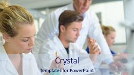  Presentation with veterinary laboratory - Beautiful presentation design featuring dental lab equipment - trainees working in a dentist's backdrop and a sky blue colored foreground