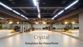  Presentation with gym - Cool new PPT layouts with equipment-and-design-of-modern backdrop and a soft green colored foreground