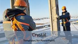  Presentation with worker safety - Colorful presentation design enhanced with equipment at winter construction site backdrop and a seafoam green colored foreground