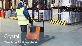  Presentation with pallet - Cool new presentation with equipment at work in warehouse backdrop and a gray colored foreground