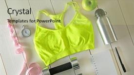  Presentation with water equipment laboratory - Presentation design featuring equipment bottle of water apple background and a mint green colored foreground