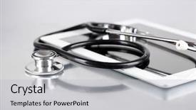  Presentation with medical equipment - Theme featuring equipment concept stethoscope and tablet background and a  colored foreground
