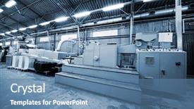  Presentation with printing press - Presentation theme with equipment for a press in a modern printing house background and a teal colored foreground