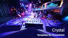  Presentation with equipment - PPT theme featuring equipment for dj mixes music background and a navy blue colored foreground